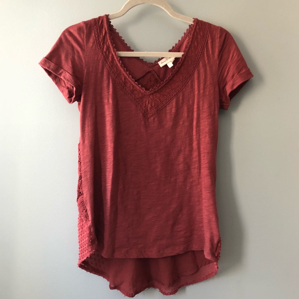 Meadow Rue Red Lace Detail Shirt